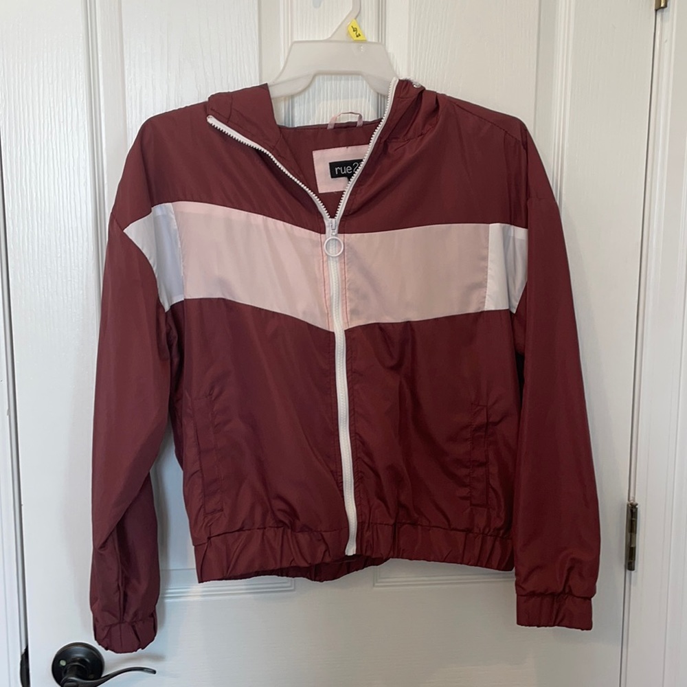 Dark red windbreaker